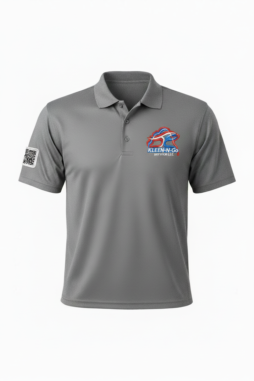 Gray Dri-Fit Polo - Kleen-N-Go with QR Sleeve